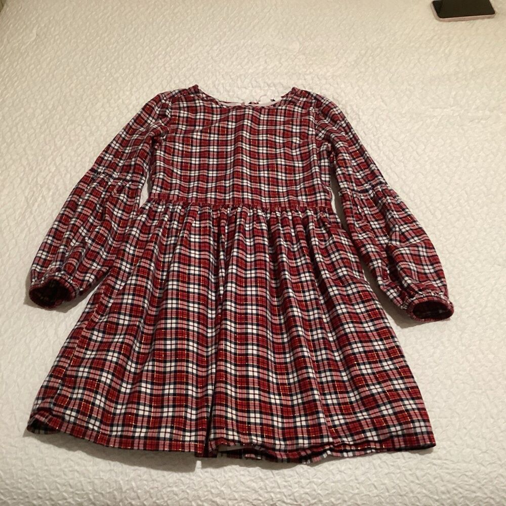 gap kids girls winter holiday party dress red tartan XL lined
